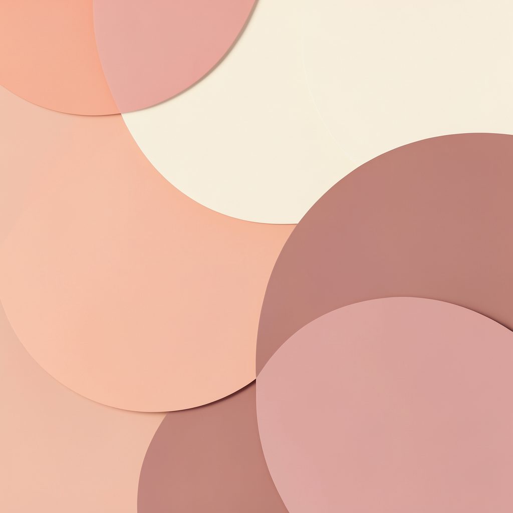 Warm abstract composition of soft overlapping circles in peach, cream, and muted rose, suggesting community and shared knowledge